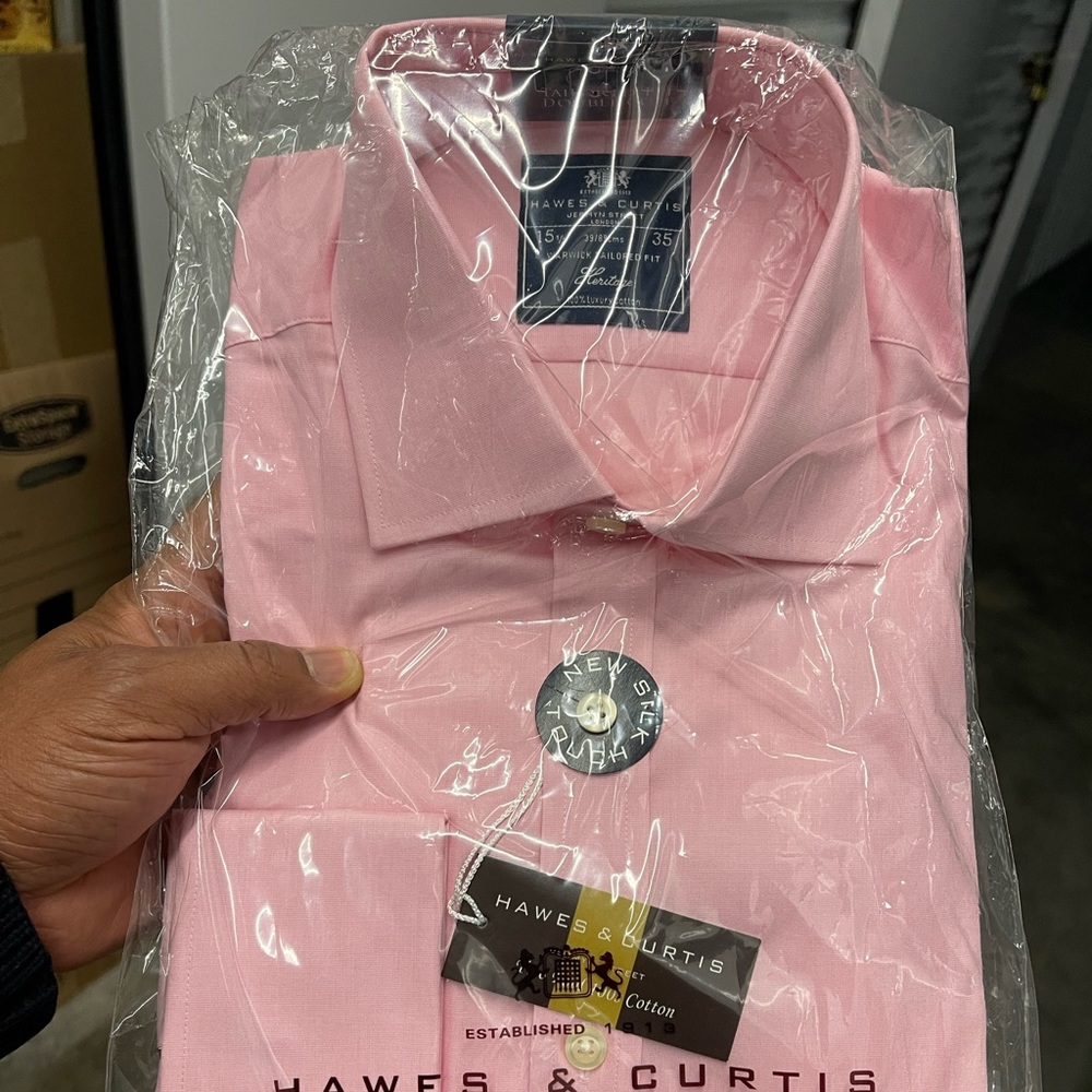 Brand New Hawes and Curtis Dress Shirt Pink Sz 15.5 35 - Picture 2 of 8